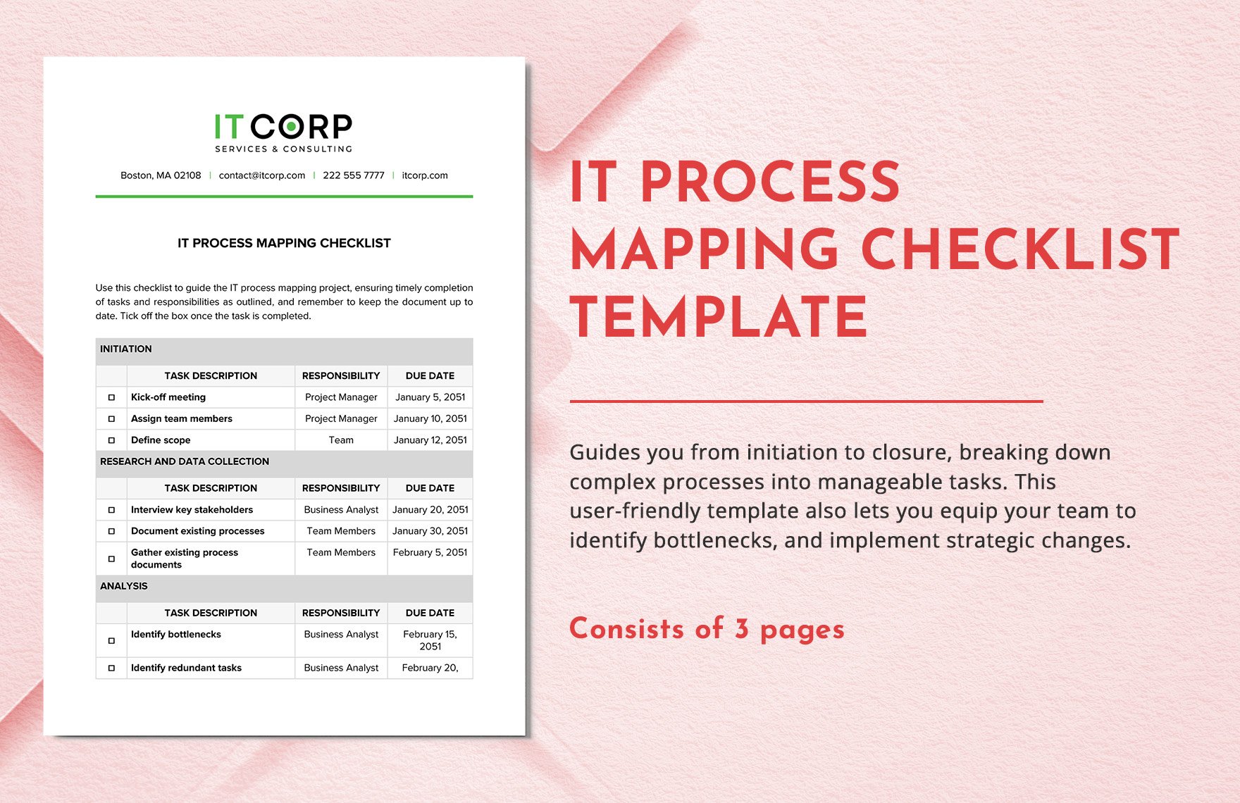 IT Process Mapping Checklist Template