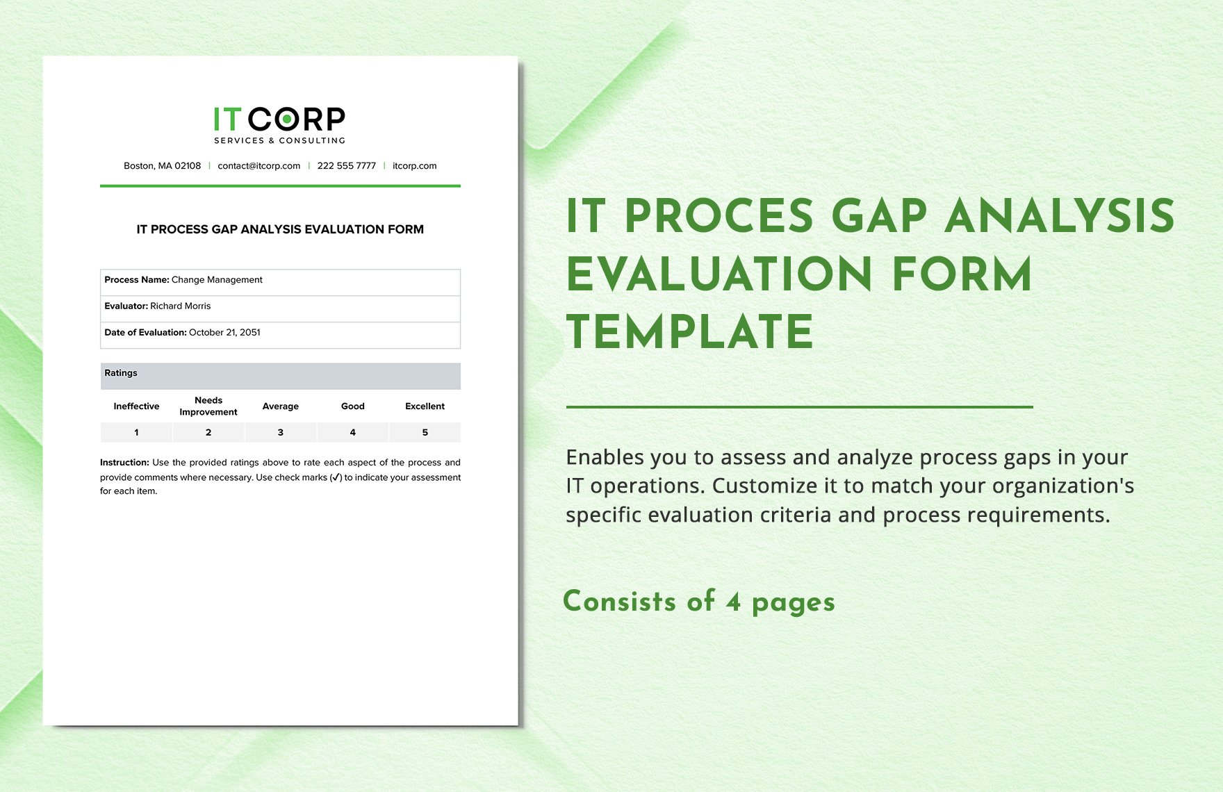 IT Process Gap Analysis Evaluation Form Template