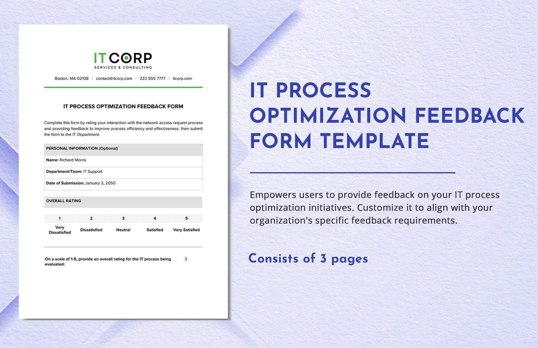 IT Process Optimization Feedback Form Template