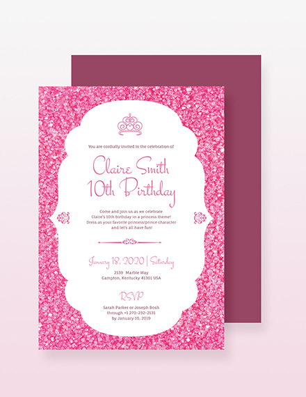 Princess Party Invitation Template Download 241 Invitations In