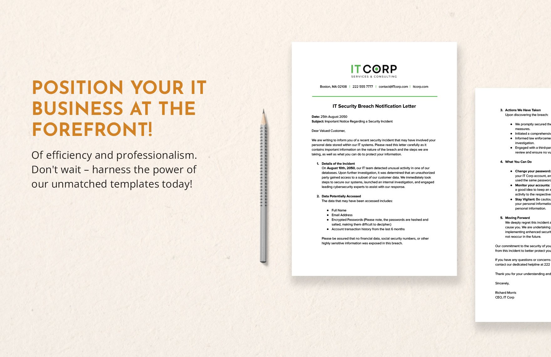 IT Security Breach Notification Letter Template