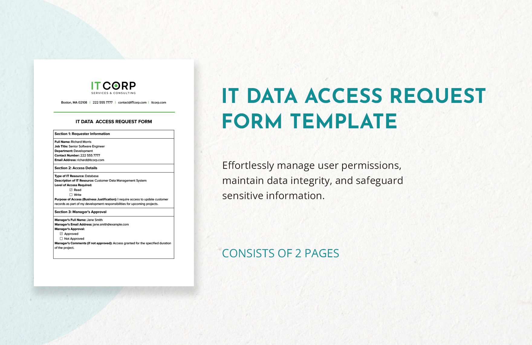 IT Data Access Request Form Template