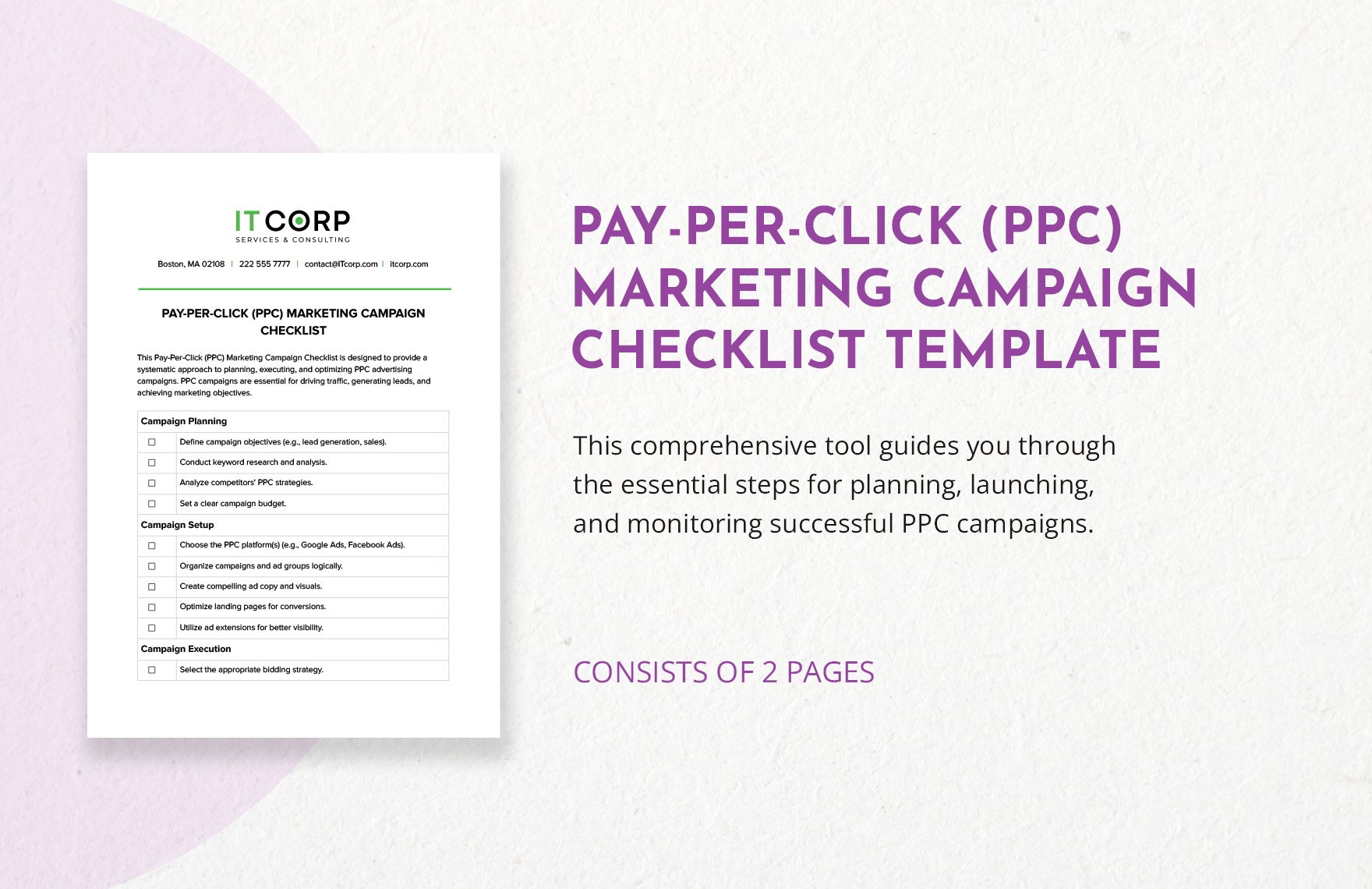 Pay-per-click (PPC) Marketing Campaign Checklist Template