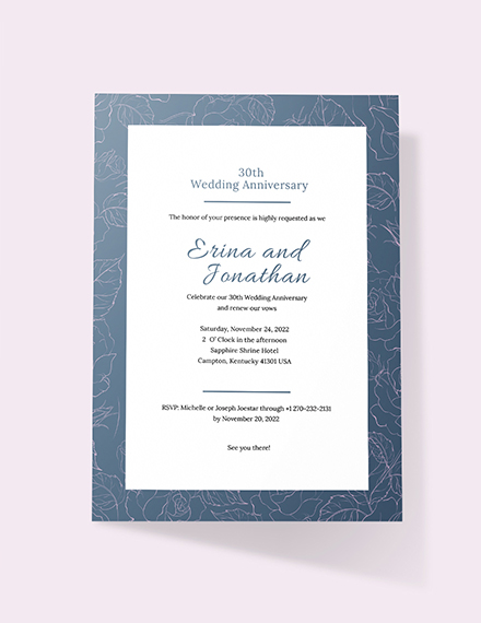 Sample Wedding Anniversary Invitation Card