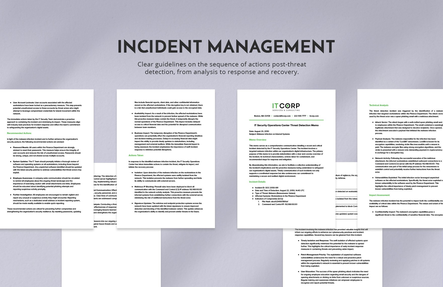 IT Security Operations Center Threat Detection Memo Template