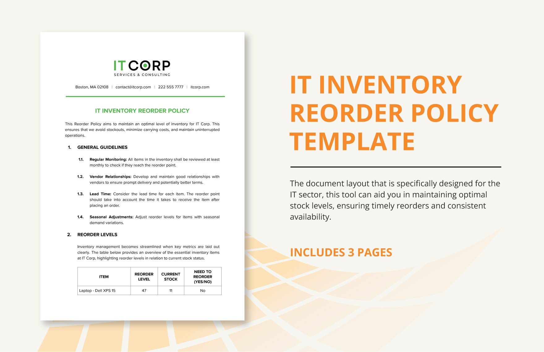 IT Inventory Reorder Policy Template