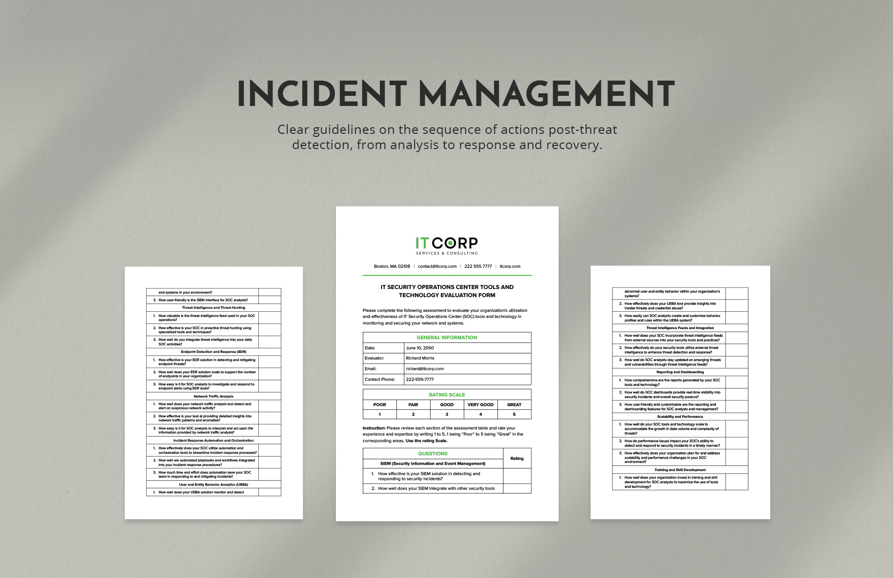 IT Security Operations Center Tools and Technology Evaluation Form Template