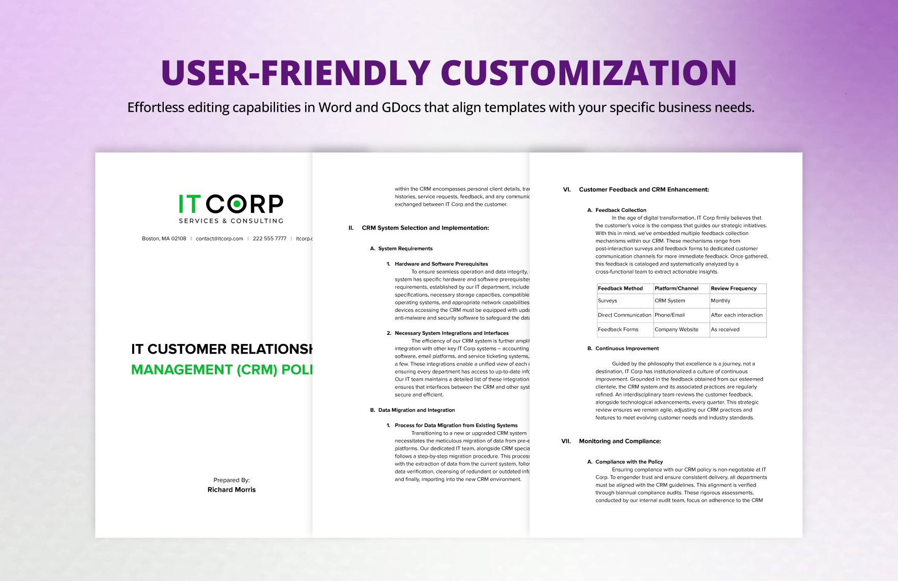 IT Customer Relationship Management (CRM) Policy Template