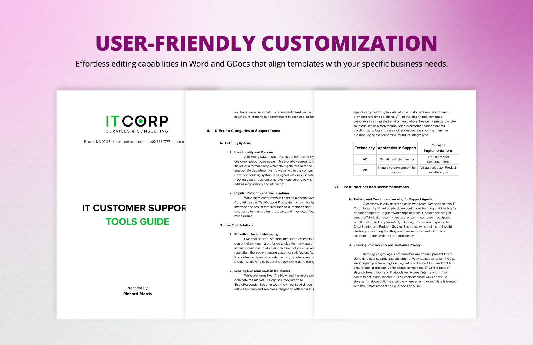 IT Customer Support Tools Guide Template