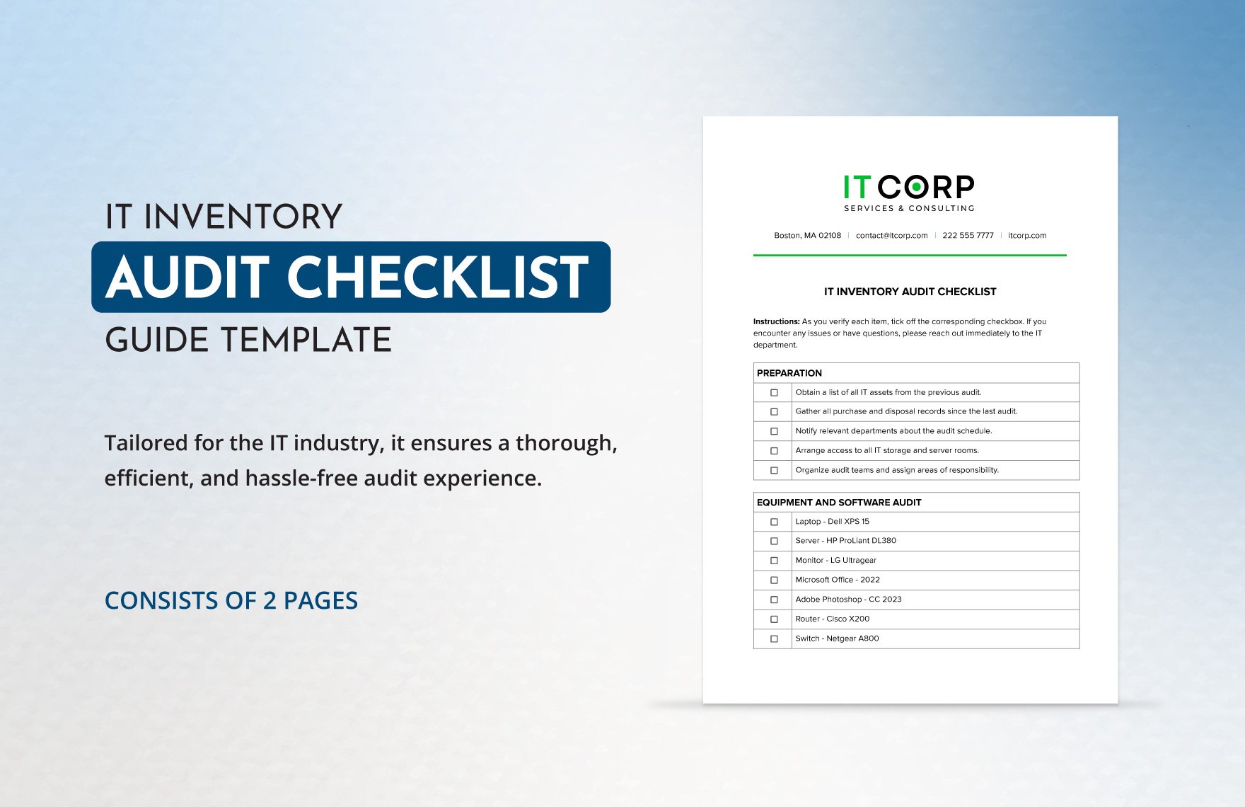 IT Inventory Audit Checklist Template