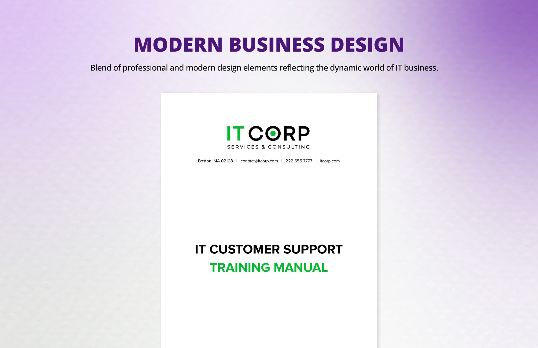 IT Customer Support Training Manual Template