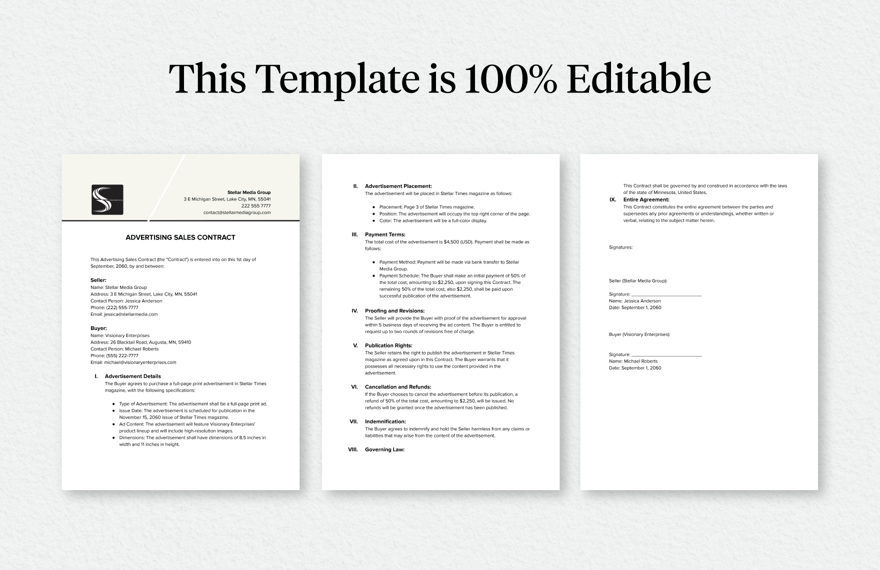 Advertising Sales Contract Template