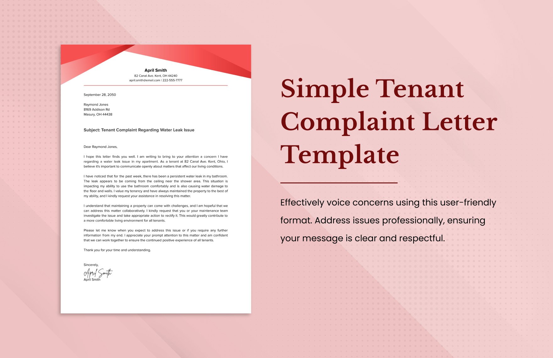 Simple Tenant Complaint Letter Template