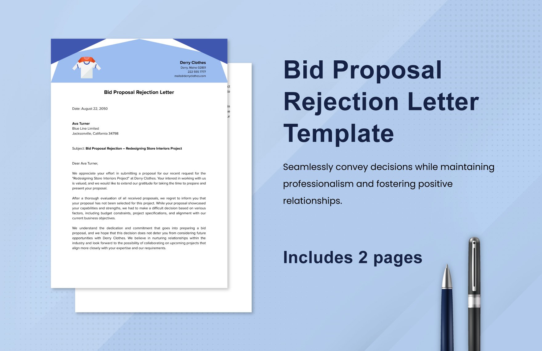 Bid Proposal Rejection Letter Template