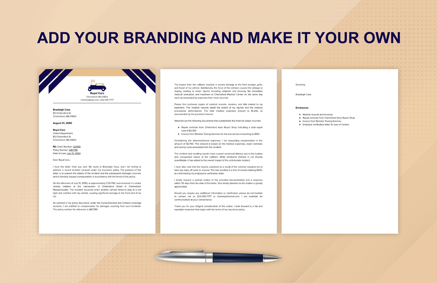 Sample Demand Letter To Insurance Company Template