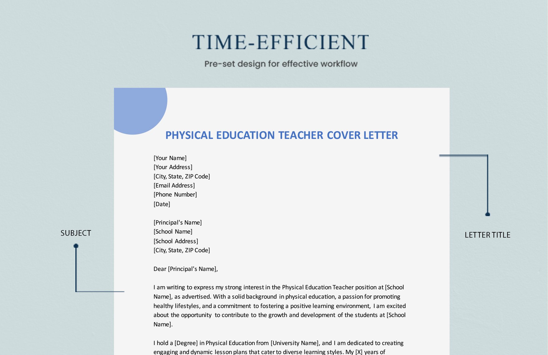 Physical Education Teacher Cover Letter