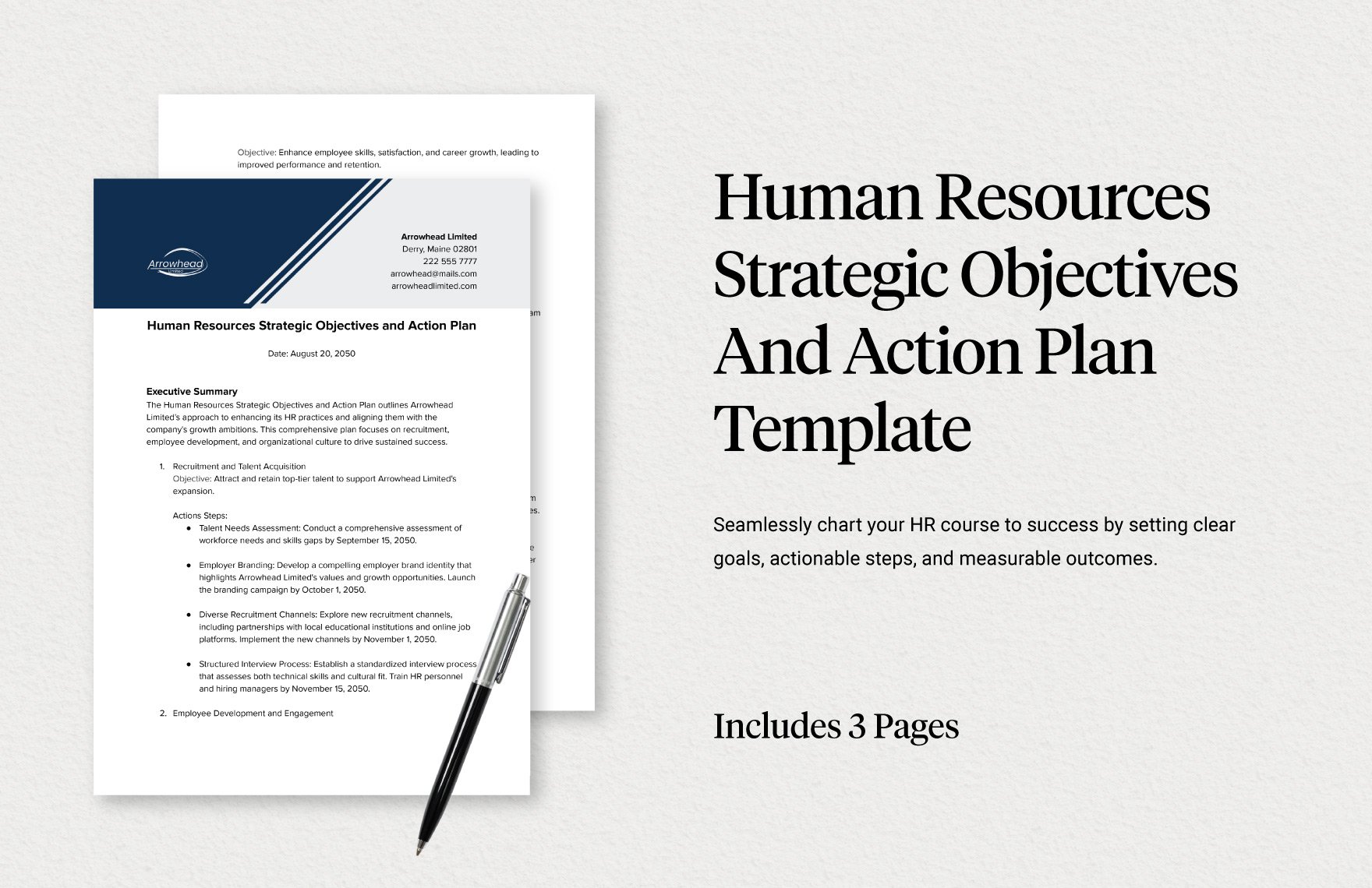 Human Resources Strategic Objectives And Action Plan Template