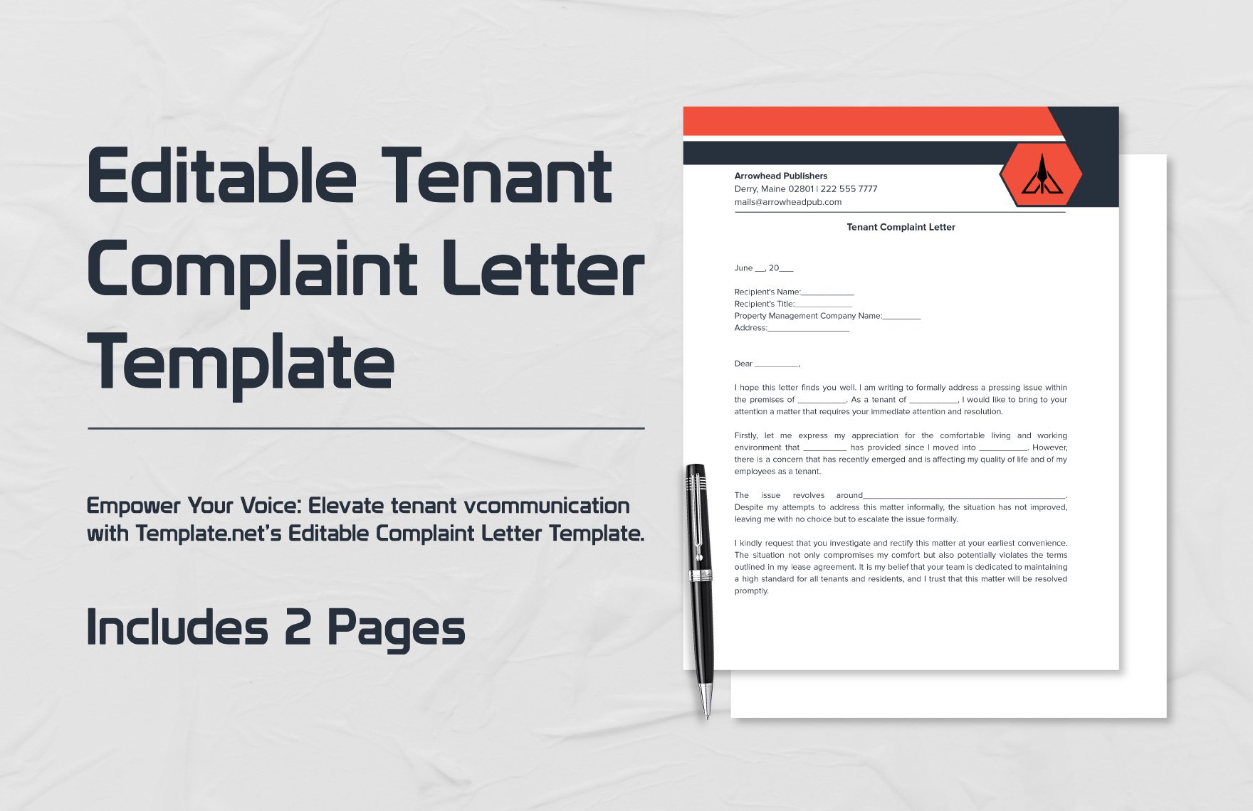 Editable Tenant Complaint Letter Template