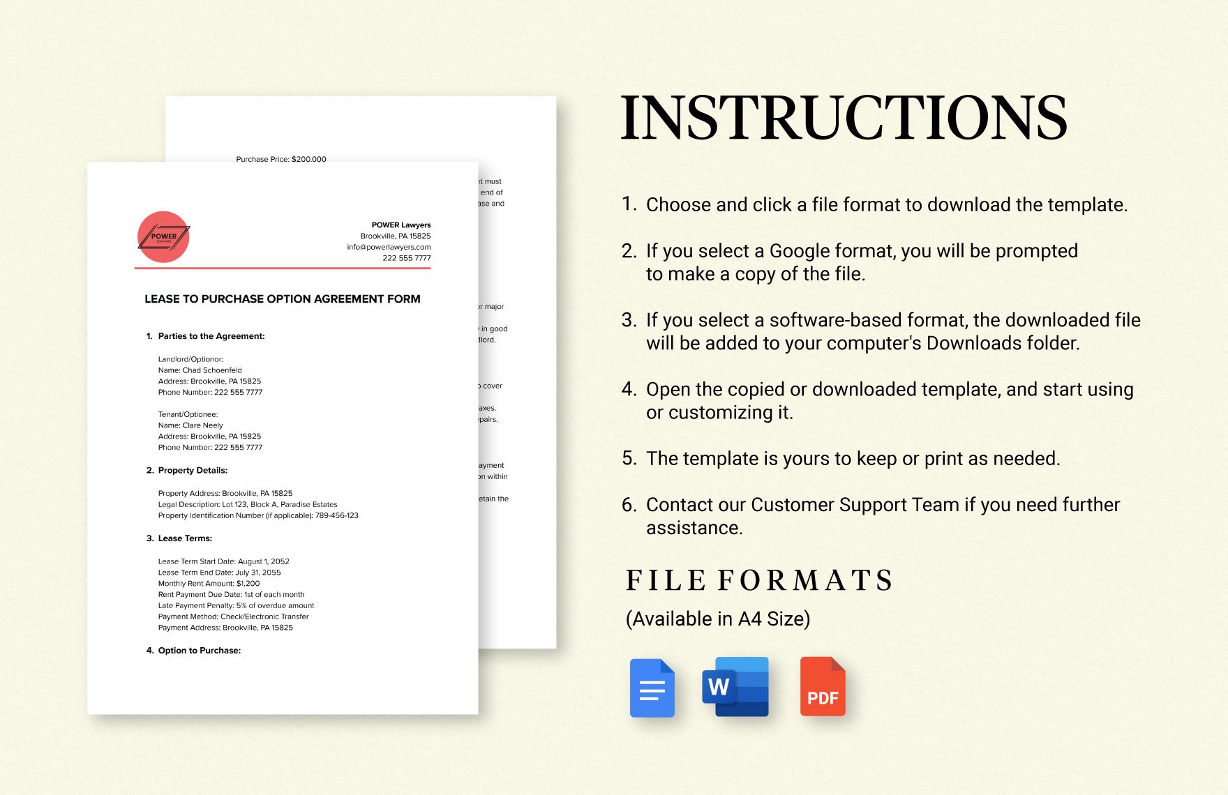 Lease To Purchase Option Agreement Form Template