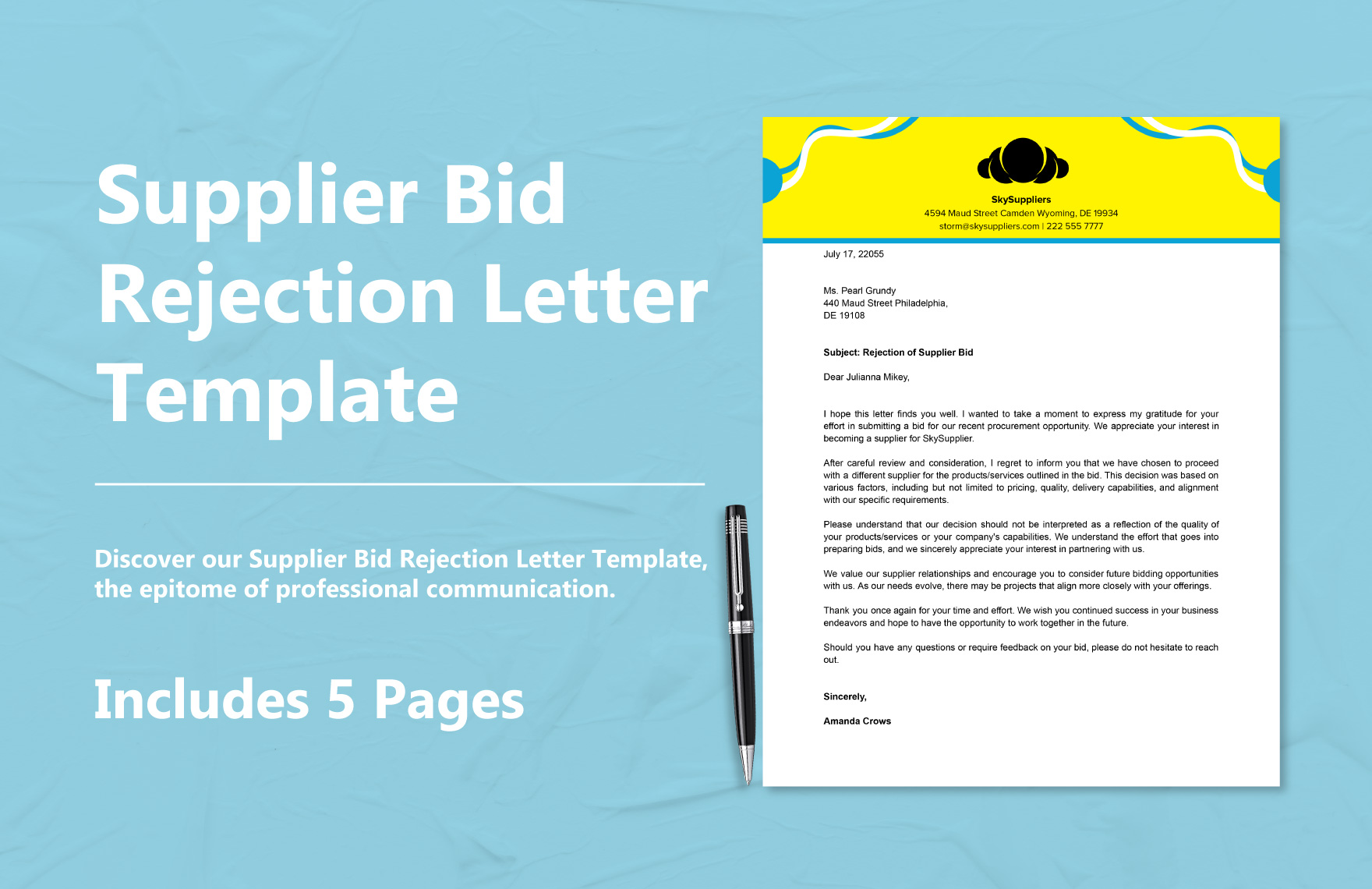 Supplier Bid Rejection Letter Template In Word PNG Google Docs PDF 