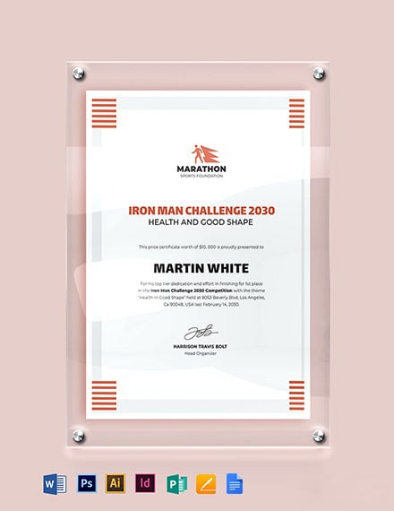 Modern Prize Certificate Template Word Doc Psd Indesign