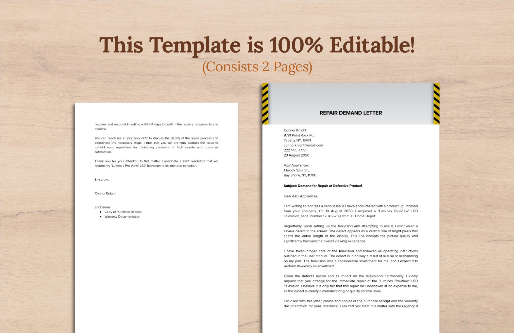 Sample Repair Demand Letter Template