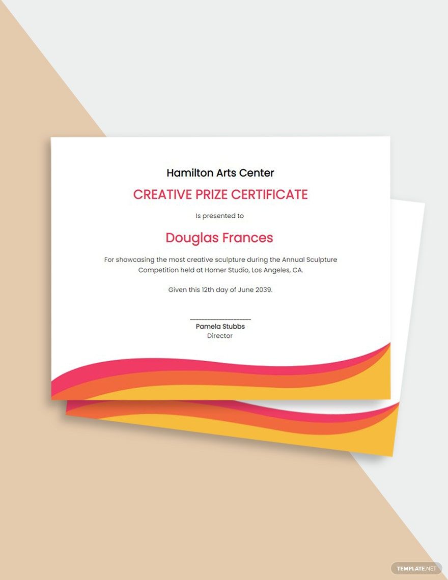 Creative Prize Certificate Template