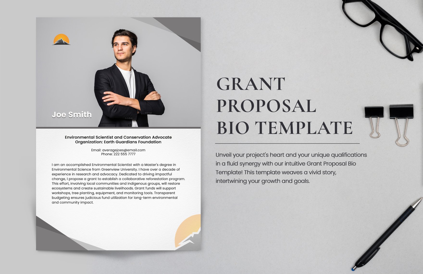 Grant Proposal Bio Template in Word, Google Docs, PDF, Illustrator, PSD, PNG