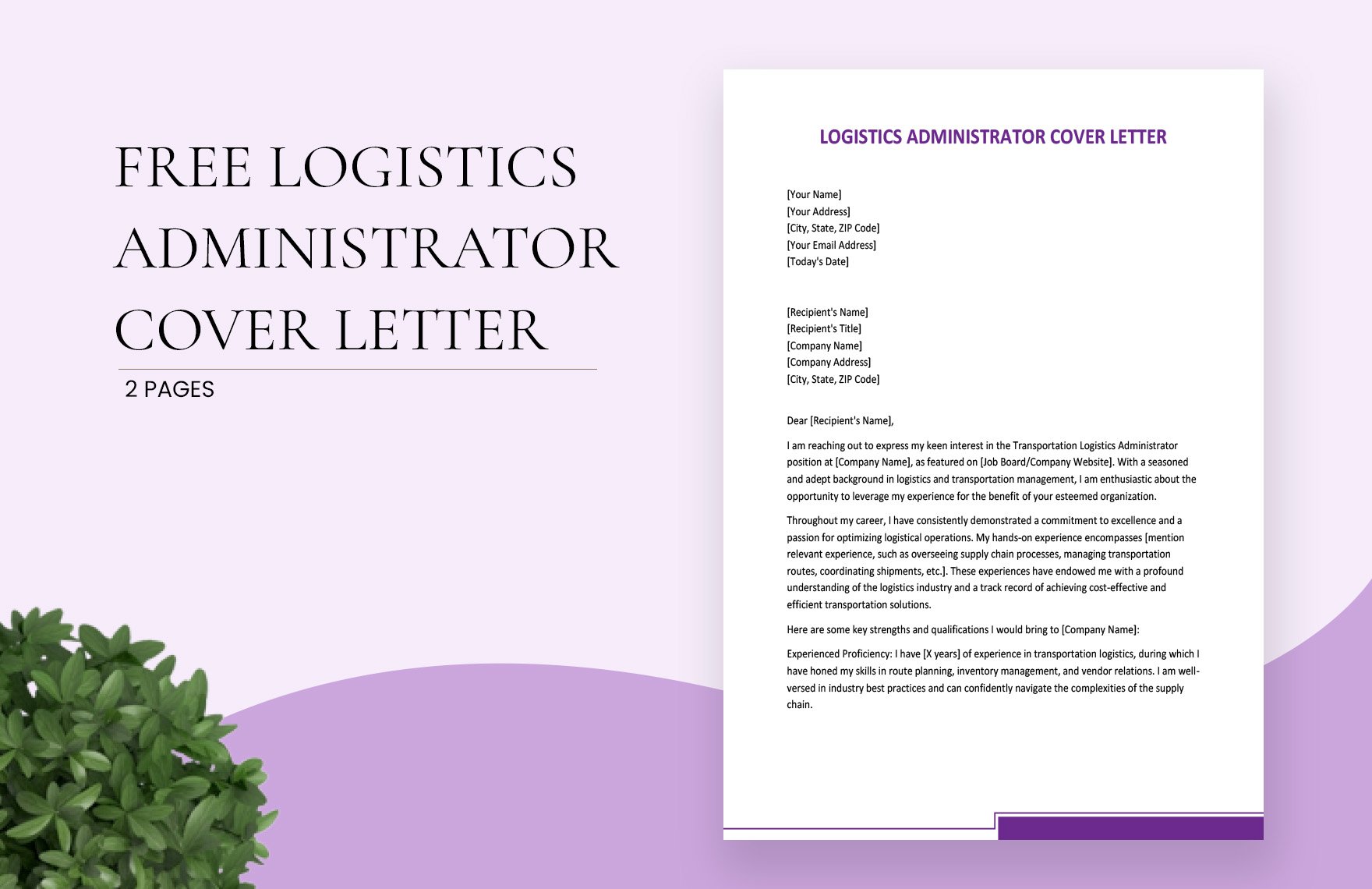 Logistics Administrator Cover Letter