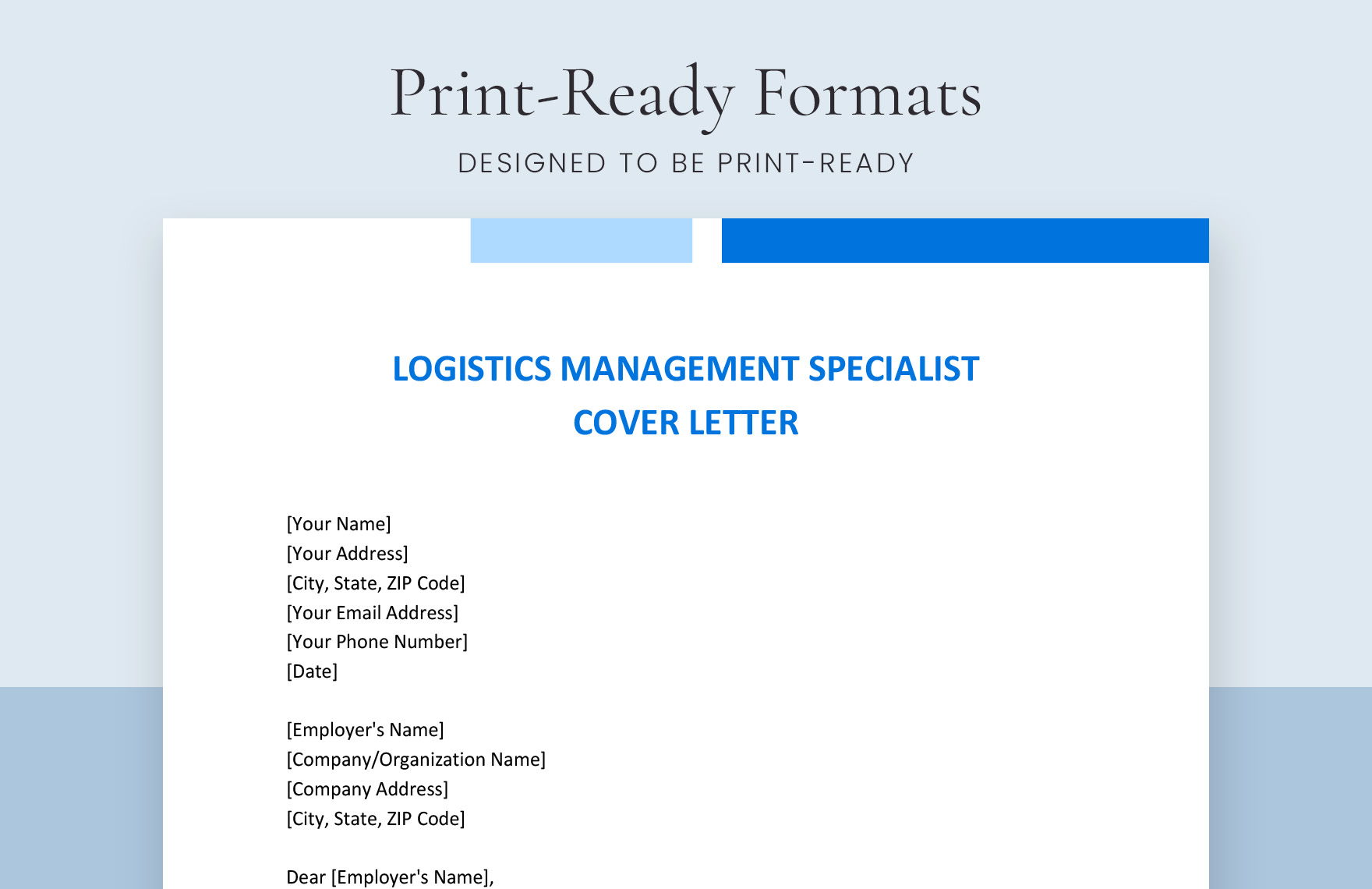 Logistics Management Specialist Cover Letter