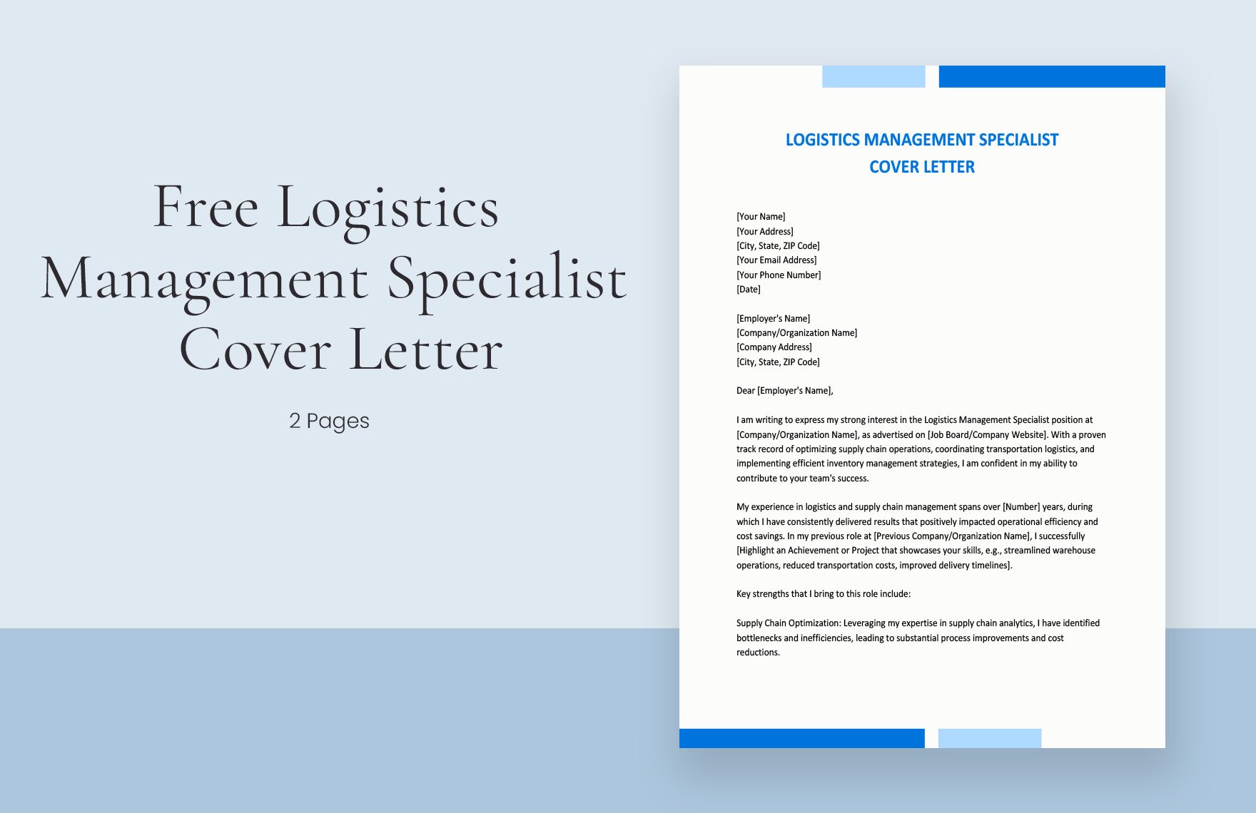 Logistics Management Specialist Cover Letter