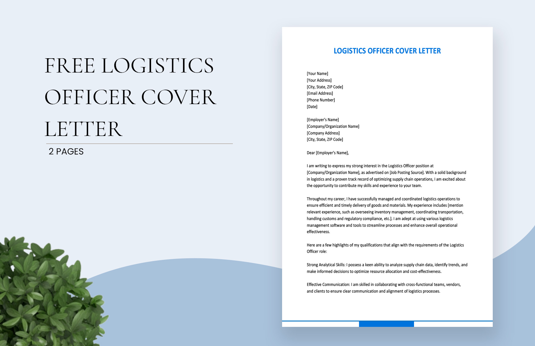 Logistics Officer Cover Letter in Word, Google Docs