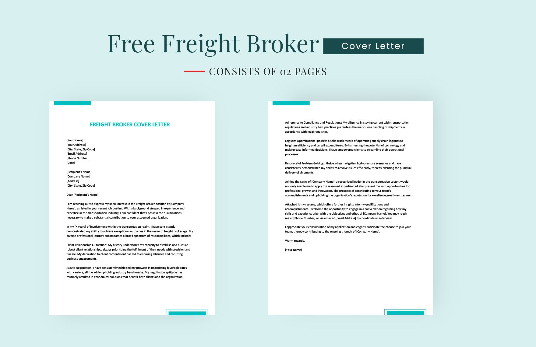 Freight Broker Cover Letter in Word, Google Docs