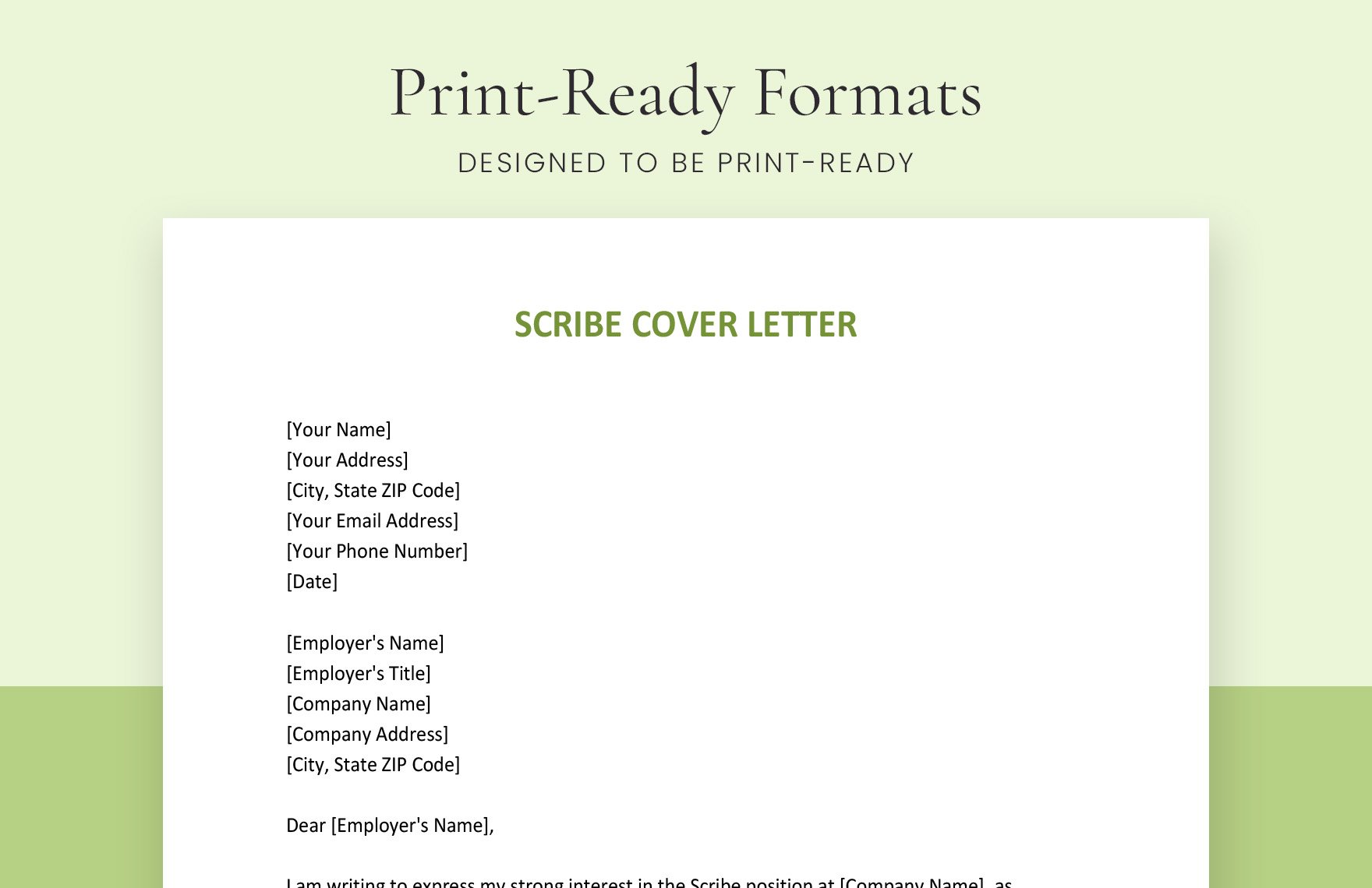 Scribe Cover Letter