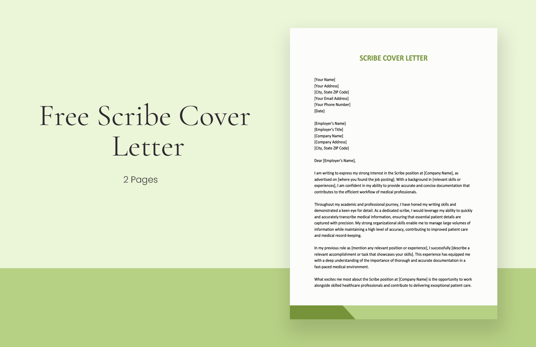 Scribe Cover Letter in Word, Google Docs
