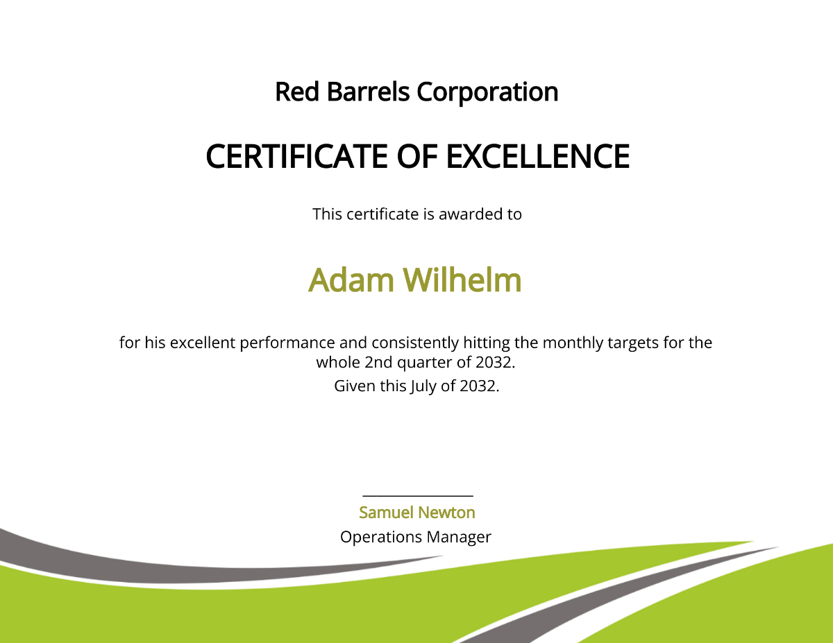 Modern Employee Excellence Certificate Template