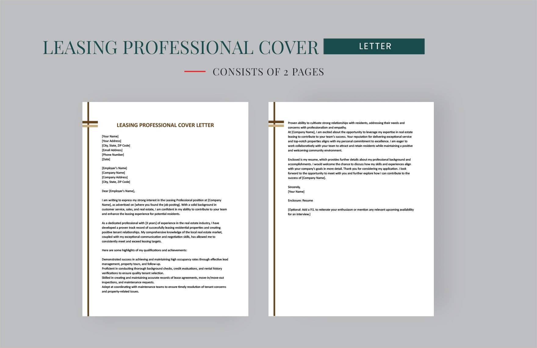 Leasing Professional Cover Letter in Word