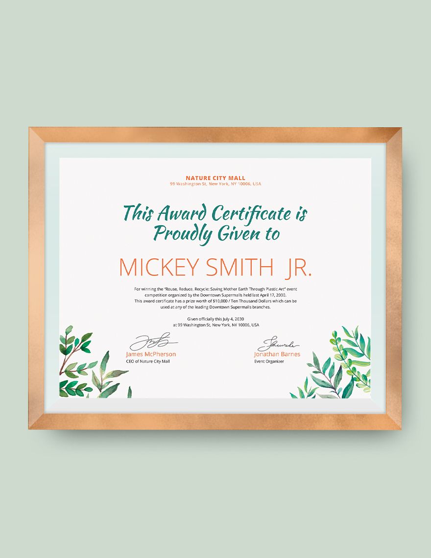 Modern Winner Certificate Editable