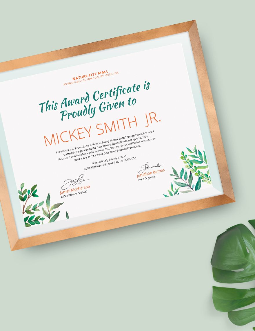 Modern Winner Certificate Editable
