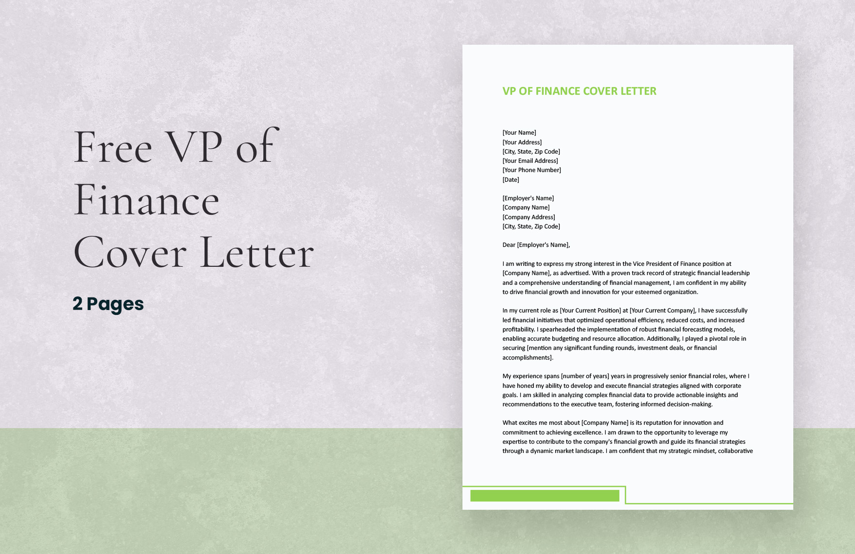 cover letter vp finance