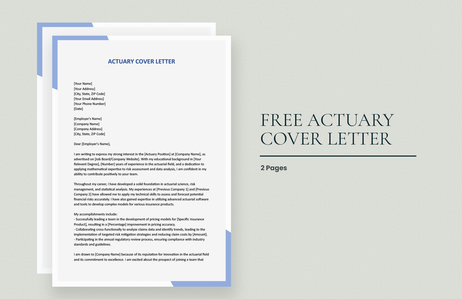 Actuary Cover Letter in Word, Google Docs