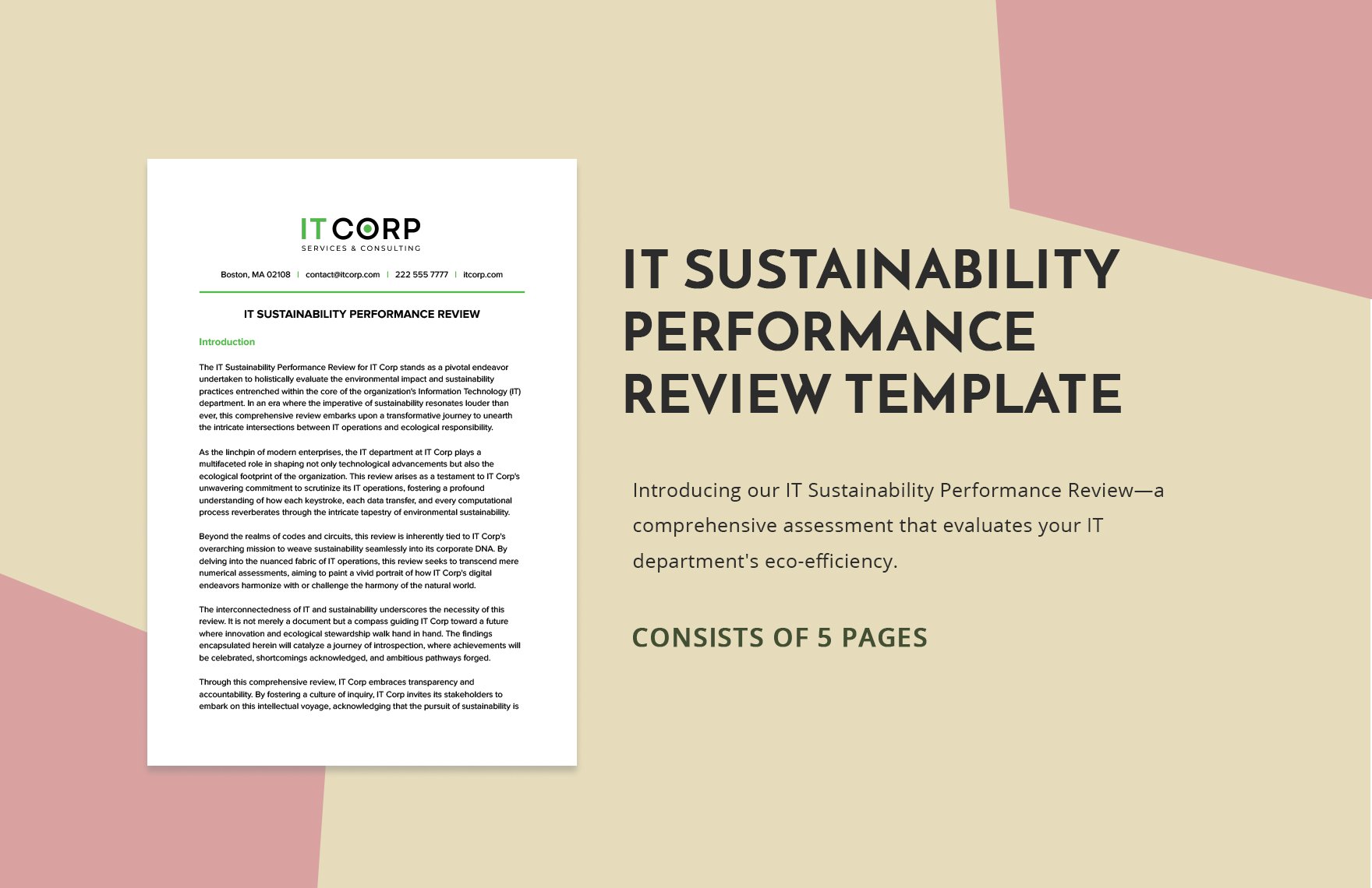 IT Sustainability Performance Review Template