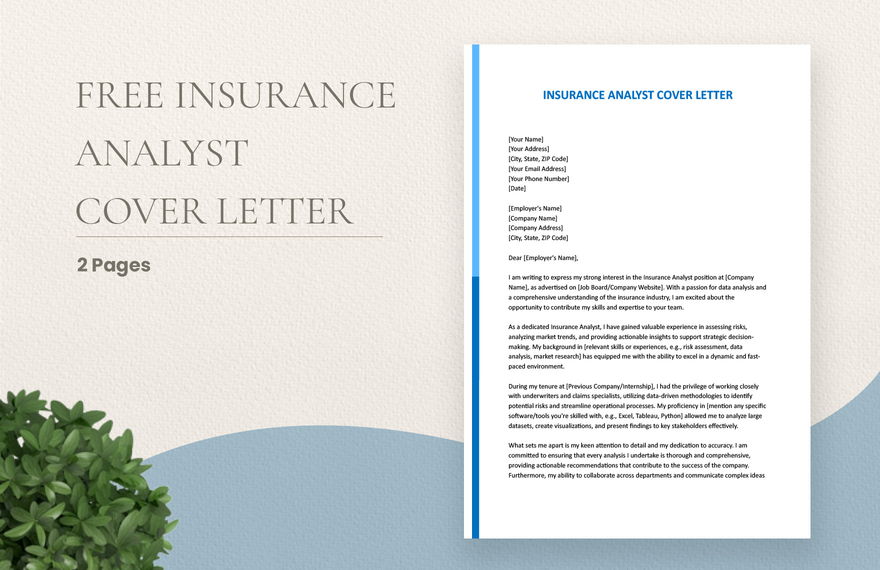 Insurance Analyst Cover Letter in Word, Google Docs