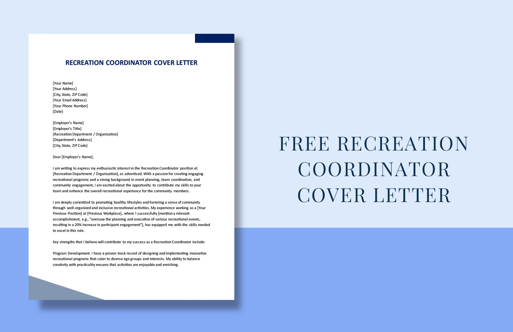 Free Recreation Coordinator Cover Letter