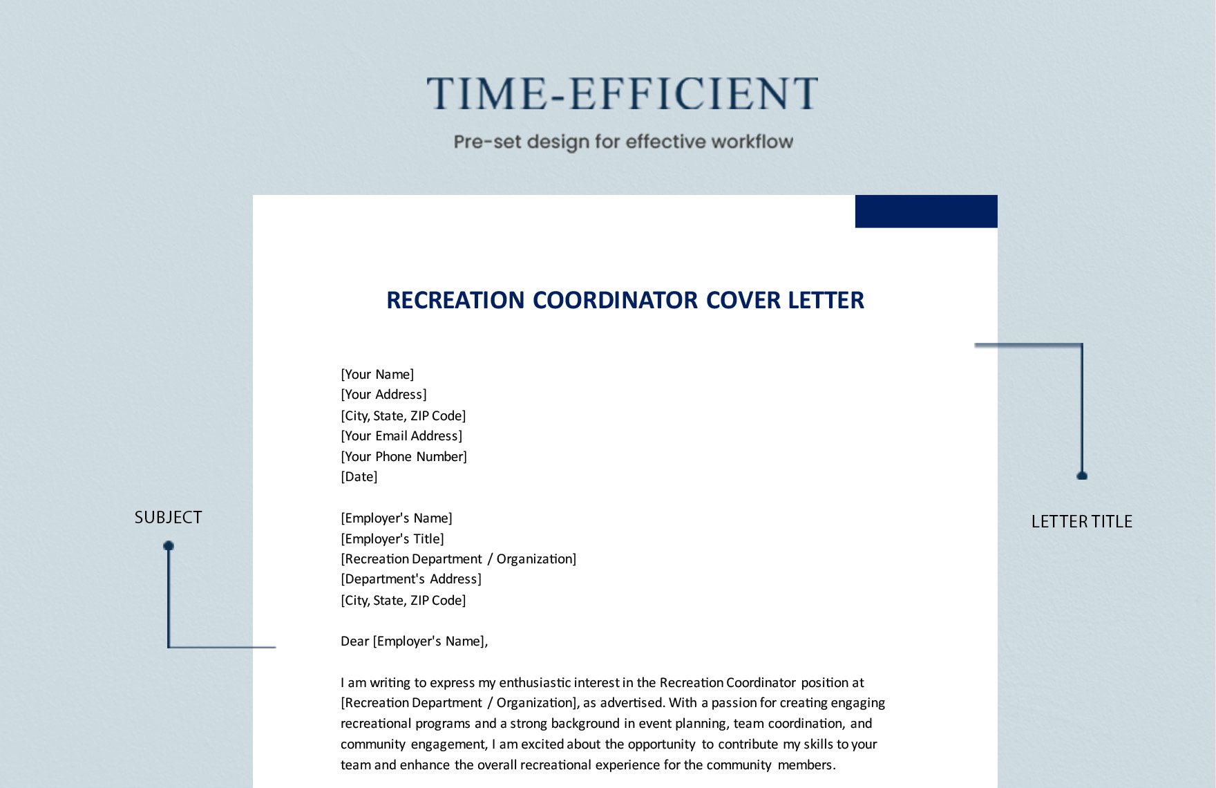 Recreation Coordinator Cover Letter