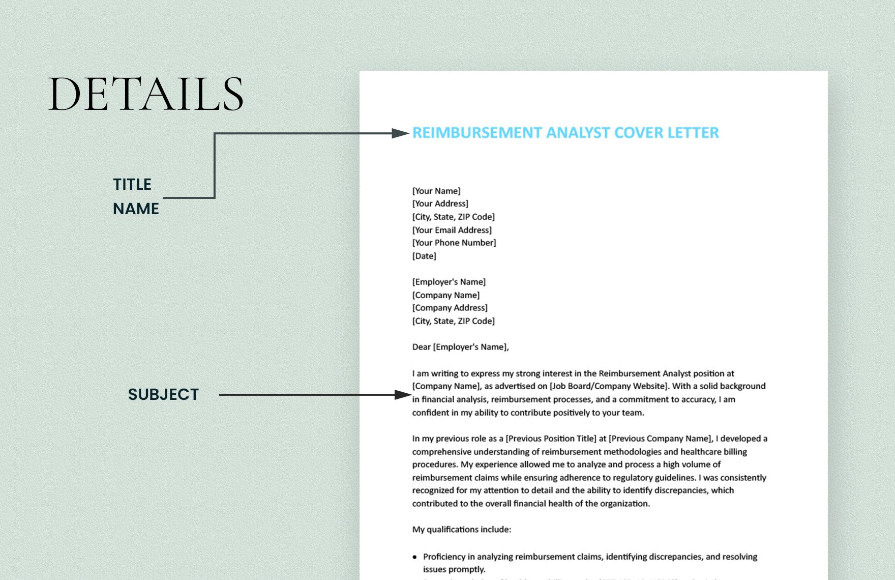 Reimbursement Analyst Cover Letter