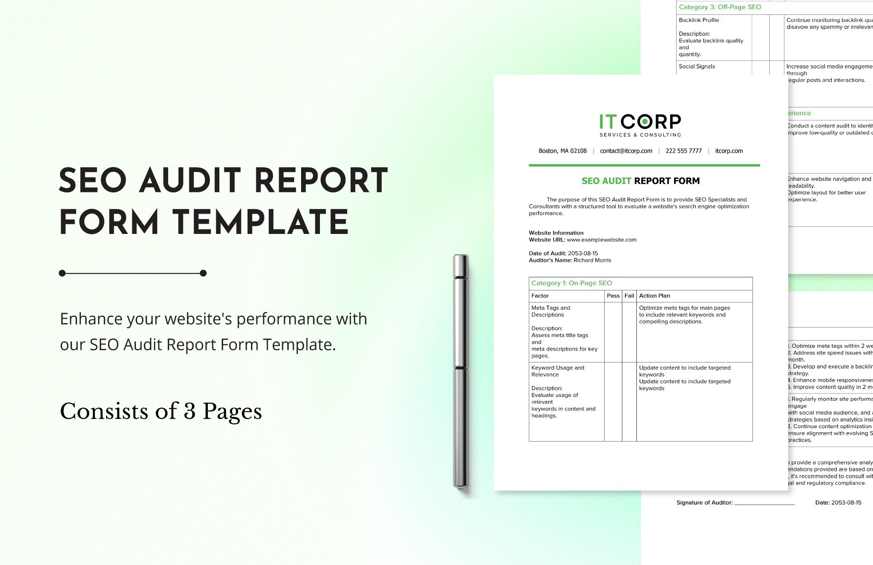 SEO Audit Report Form Template