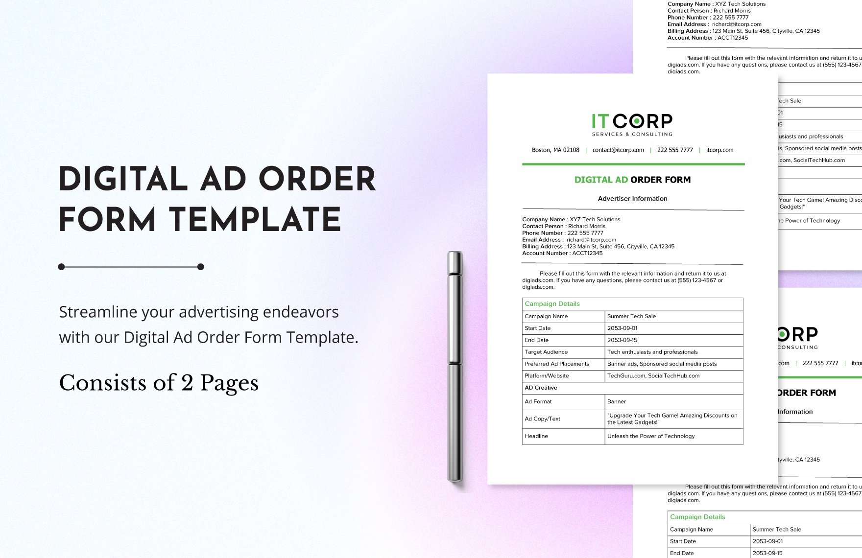 Digital Ad Order Form Template in Word, Google Docs, PDF