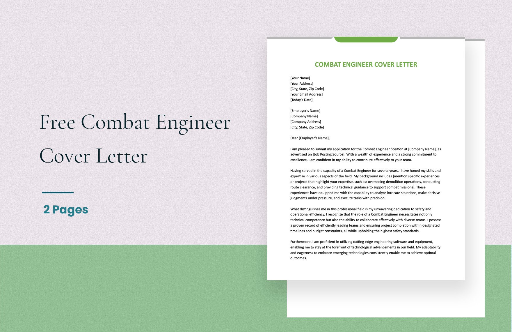 Combat Engineer Cover Letter