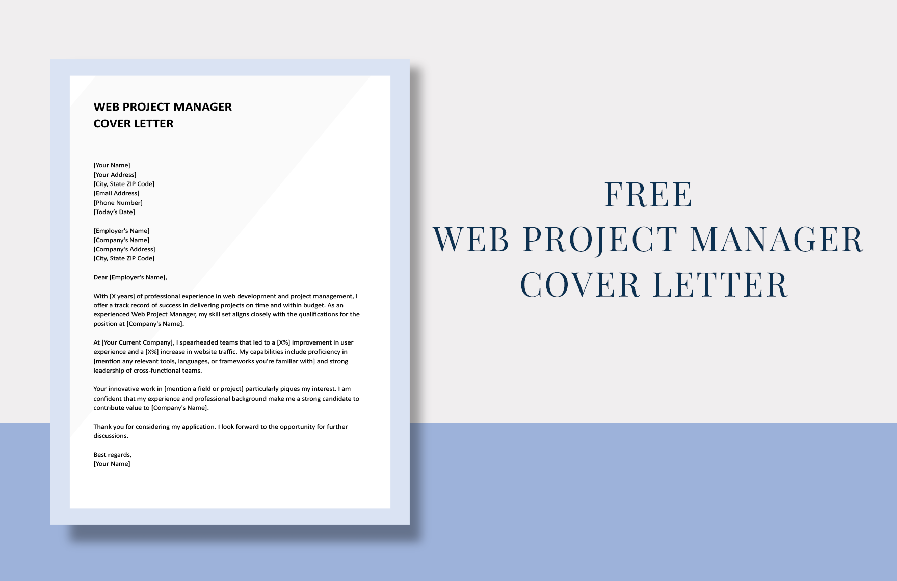 Web Project Manager Cover Letter